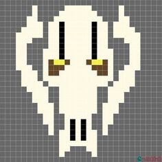 an image of a pixel art style animal head on a gray background with yellow eyes