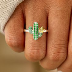 What The Fucculent Cactus Ring Lover Message, Cactus Minimalist, Plant Ring, Cactus Ring, Plant Rings, To My Bestie, Intricate Rings, Silver Stacking Rings, My Bestie