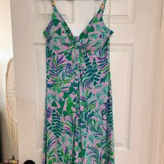 Nwt Size 8 Lilly Pulitzer Dress Purple Sundress Midi Dress For Vacation, Purple Floral Print Midi Dress For Beach, Vacation Purple Floral Print Midi Dress, Purple Floral Print Midi Dress For Vacation, Purple Floral Midi Dress For Vacation, Casual Purple Maxi Dress For Garden Party, Purple Summer Midi Dress For Vacation, Purple Floral Print Summer Midi Dress, Purple V-neck Sundress Midi Dress