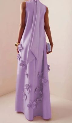 Luxury Purple Dresses With Floral Embroidery, Elegant Purple Maxi Kaftan, Elegant Floor-length Floral Embroidered Kaftan, Luxury Purple Floor-length Maxi Dress, Elegant Purple Maxi-length Abaya, High Neck Maxi Dress, Embellished Maxi Dress, Black Tie Gala, High Neck Sleeveless