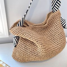 Hand Woven Shoulder Bag Black and White Shoulder Strap Bag Underarm Purse Bags for Women Cotton Lining Snap Closure Top Handle Tote Handbag - Etsy Trendy Beige Shoulder Bag With Rolled Handles, Casual Summer Shoulder Bag With Rolled Handles, Casual Shoulder Bag With Rolled Handles For Summer, Beige Hobo Shoulder Bag With Rolled Handles, Summer Top Handle Hobo Bag, Beige Shoulder Bag With Rolled Handles For Vacation, Casual Rectangular Satchel With Rolled Handles, Everyday Shoulder Beach Bag With Rolled Handles, Trendy Beige Bag With Rolled Handles