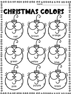 christmas colors worksheet for kids