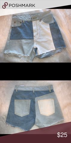 DENIM SHORTS (mixed patching) denim shorts with mixed and matched patching Adika Shorts Jean Shorts Patch Jean Shorts, Casual Medium Wash Patchwork Shorts, Casual Short Patchwork Jeans, Trendy White Denim Shorts, Trendy Patchwork Cutoff Bottoms, Casual Patchwork Cutoff Jean Shorts, Trendy Patchwork Jean Shorts For Spring, Casual Patchwork Jean Shorts In Medium Wash, Casual Medium Wash Patchwork Jean Shorts