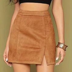 Zipper Side Split Slim Skirt, Casual Faux Suede Fashion A-Line Bodycon Skirt, Women's Clothing Short Mini Skirt, Comfy Skirt, Body Skirt, Faux Suede Skirt, Velvet Mini Skirt, Suede Mini Skirt, A Line Shorts, Half Skirt, A Line Mini Skirt