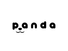 the word panda is written in black and white with a cat's face drawn on it