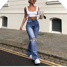 Material:DenimOccasion:Going out,Casual,Vacation,UrbanSeasons:Spring,Summer,AutumnType:Jean Pants BottomsSize S (inch) :  Waist= 27.30 ; Hips= 39.78 ; Length= 41.34 ; Size M (inch) :  Waist= 29.25 ; Hips= 41.73 ; Length= 41.73 ; Size L (inch) :  Waist= 31.20 ; Hips= 43.68 ; Length= 42.12 ; Size XL (inch) :  Waist= 34.32 ; Hips= 46.80 ; Length= 42.51 ; Size 2XL (inch) :  Waist= 37.44 ; Hips= 49.92 ; Length= 42.90 ; Trip Clothes, High Waist Wide Leg Jeans, Streetwear Jeans, Denim Decor, Mom Denim, Jean Large, Flare Trousers, Young Fashion, Bell Bottom