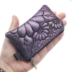 Vegan Leather Coin Purse, Small Zipper Pouch, Floral Zipper Coin Pouch Wallet, Cute Black and Violet Gift Card Bag, Quilted Coin Card Purse Hand Painted Purses, Small Zipper Pouch, Card Purse, Cute Birthday Gift, Wallet For Women, Mini Pouches, Quilted Crossbody Bag, Pouch Organizer, Vegan Leather Bag