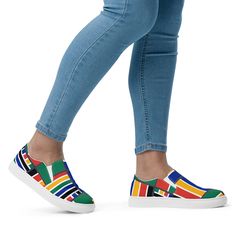 Made for comfort and ease, these Rainbow Nation Women’s slip-on canvas shoes are stylish and the ideal piece for completing an outfit. Equipped with removable soft insoles and rubber outsoles, it’s easy to adjust your Rainbow Nation Women’s slip-on canvas shoes for a better fit. Rainbow Nation Women’s slip-on canvas shoes feature the following: • 100% polyester canvas upper side • Ethylene-vinyl acetate (EVA) rubber outsole • Your brand on the box, insole, and tongue of the shoe • Breathable lining, soft insole • Elastic side accents • Padded collar and tongue • Printed, cut, and handmade • Blank product sourced from China Important: These Rainbow Nation Women’s slip-on canvas shoes are available in the following countries: United States, Canada, Australia, United Kingdom, New Zealand, Jap Canvas Shoes, New Zealand, United Kingdom, Slip On, United States, China, Canvas