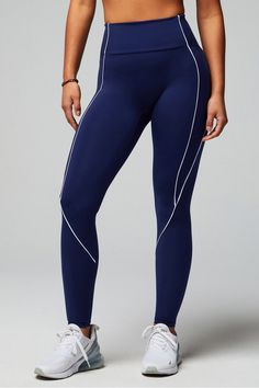 Anywhere Motion365+ High-Waisted Piped Legging Fabletics blue female Activewear >> Womens >> Bottoms >> Leggings >> Full Length Motion365+ regular Running/Training 4-Way Stretch/Chafe-Resistant/Hidden Pockets/Moisture-Wicking Buy Leggings, Running Training, Range Of Motion, Classic White, Active Wear For Women, Piping, Cardio, Womens Bottoms, Stretch Fabric