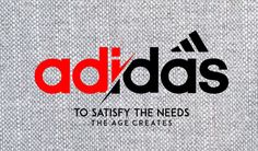 the adidas logo is shown in red, black and white on a gray background