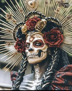 Sugarskulls Makeup, Medusa Photoshoot, Mexican Makeup Look, Mexican Skull Makeup, Baby Reflexology, Halloween Maquillage, Day Of The Dead Makeup