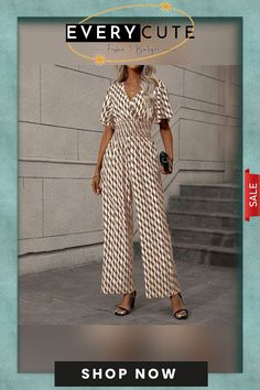 Modern Short Sleeve V-neck Jumpsuit Beige V-neck Jumpsuit For Day Out, Casual Non-stretch V-neck Jumpsuits And Rompers, Elegant V-neck Jumpsuits And Rompers For Vacation, Elegant Vacation Jumpsuits And Rompers With V-neck, Elegant V-neck Jumpsuit For Vacation, Trendy V-neck Jumpsuits And Rompers For Summer, Beige V-neck Jumpsuits And Rompers For Day Out, Trendy Summer V-neck Jumpsuits And Rompers, Casual V-neck Jumpsuits And Rompers For Work