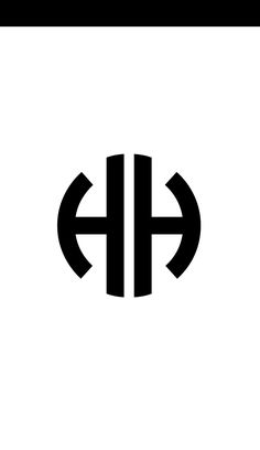 a black and white logo with the letter h