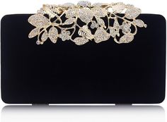 PRICES MAY VARY. ☻ Dexmay women clutch use soft faux suede and crystal florals closure, which is very sparkly and beautiful. ☻ Dexmay crystal evening bag use smooth satin lining. ☻ Dexmay dressy purse use a sturdy and removable 120cm crossbody metal chain. ☻ Approx. Length 7.1’’ * Width 2.4’’ * Height 4’’. Dexmay minaudiere can only fit regular size phone. ☻ Dexmay black clutch is an essential for any formal party, prom, cocktail, wedding, dating, family reunion, banquet, club etc. Perfect gift Formal Purse, Purse For Wedding, Crystal Handbag, Rhinestone Clutch, Crystal Clutch, Cocktail Wedding, Party Purse, Evening Handbag, Black Clutch