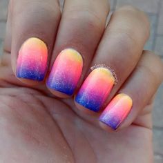 Beachy Ombre Nails, Neon Ombre Nails Short, Sunset Nails Short, Ombre Vacation Nails, Summer Ombre Dip Nails, Hombre Nails Ombre Summer, Sunset Acrylic Nails, Ombre Beach Nails, Bright Ombre Nails Summer