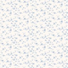 a white and blue floral pattern with small flowers on the bottom half of the image