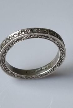 A beautiful antique French 800 silver and Solitaire paste ring. The outer shank is stamped with the French assay mark - crab. Small 800 silver items. The paste is wonderful and quite large measuring 8mm in diameter. Good condition. The shank has some scratches on the inside. Ring size: US: 6 1/2 UK: M Antique Engraved Ring With Decorative Band, Vintage Engraved Ring In Antique Silver For Wedding, Antique Engraved Ring Hallmarked, Antique Silver Engraved Vintage Rings, Victorian Engraved Ring With Decorative Band For Anniversary, Antique Engraved Ring With Decorative Band For Anniversary, Vintage Silver Filigree Ring, Vintage Engraved Antique Silver Rings, Vintage Engraved Silver Ring