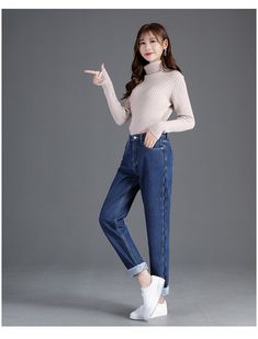 FREE SHIPPING Ripped Jeans Woman High Waist Boyfriend Jeans Pants JKP3644 Baggy Mid-rise Winter Bottoms, Slim Fit Straight Leg Bottoms, Winter Baggy Mid-rise Bottoms, Non-stretch High Rise Winter Jeans, Non-stretch High Rise Jeans For Winter, Non-stretch Tapered Leg Winter Bottoms, Trendy Slim Fit Winter Pants, Winter Stretch Straight Leg Bottoms, Winter Slim Fit Straight Leg Pants