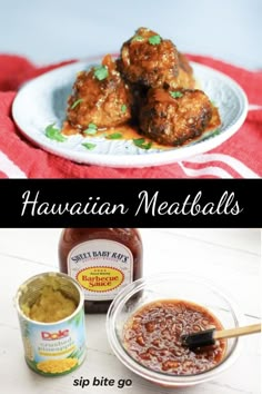 hawaiian meatballs with dipping sauce on the side