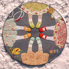 there are many different things on this round mat