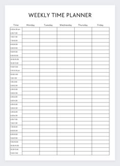 a printable weekly time planner is shown in the middle of this page, which shows it