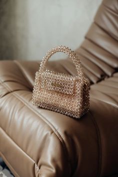 Prom Handbag, Diamond Bag, Rhinestone Bag, Crystal Purse, Crystal Handbag, Crystal Champagne, Pearl Bag, Beaded Handbag, Champagne Color