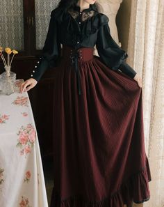 <Item>

・Blouse & skirt



 <Material>

・polyester



 <Model worn>



 Wearing size


 S size







 model dimensions


 Height: 158cm

 Weight: 43kg












 <Size>

 ·blouse 







 size

 Length

 bust

 waist

 Sleeve Length

 shoulder width 











 S

 56

 86

 68

 58

 36






 M

 57

 90

 72

 59

 37






 L

 58

 94

 76

 60

 38






 XL

 59

 98

 80

 61

 39












 ·skirt 







 size

 Length

 waist 











 S

 88

 66






 M

 89

 70 Lace Fairy Dress, Academia Dress, Vintage Academia, Red Long Skirt, Milkmaid Dress, Dress Cottagecore, Black Lace Blouse, Goth Dress, Cottagecore Dress