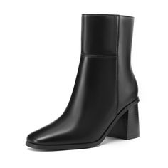 PRICES MAY VARY. 💄Stylish Stacked Chunky Heel: The 8 cm/3.15 inch block heel to elevate your style with these black ankle high boots featuring a trendy stacked mid heel, adding a fashionable touch to your ensemble. 🍁Retro Square Toe Design: The square toe adds a modern and chic element to these women dress booties, ensuring a stylish look that's on-trend. 🍂Dressy Ankle High Boots: These women leather ankle boots offer a sleek and versatile silhouette, making them suitable for a variety of out Office Heels With Block Heel For Winter, High Heel Martin Boots For Workwear, Medium Width, Winter Office Heels With Block Heel, Office Winter Block Heel Heels, Fall Platform Block Heels, Office Mid-calf Boots With Block Heel And Reinforced Heel, Winter Office Heeled Boots With Block Heel, Winter Heels With Stacked Heel And Square Toe, Winter Square Toe Heels With Stacked Heel