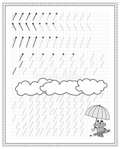 a rainy day with an umbrella and raindrops on the grid paper royalty illustration