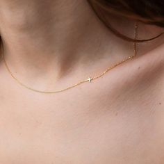 T I N Y - C R O S S - N E C K L A C E Tiny SIDE CROSS necklace is an elegant and unique necklace and perfect as a gift for her. * Material: High Quality Solid 925 Sterling Silver * Plated: Sterling Silver ∙ 14K Gold Vermeil ∙ Rose Gold Vermeil * Size: 7mm letter height * No matter what size you buy, it comes with a +2 inch extender. - HOW TO ORDER - Select the desired finish and Cross direction and Necklace Length from the drop-down menu. - OTHER INFORMATION- Each item is individually wrapped in Elegant Clavicle Chain Cross Necklace For Gift, Elegant Cross Charm Necklace As Gift, Delicate Cross Jewelry Gift, Elegant Cross Charm Necklace For Gift, Minimalist Clavicle Chain Necklace With Cross Pendant, Elegant Everyday Charm Necklace With Cross Pendant, Elegant Everyday Cross Necklace With Clavicle Chain, Elegant Necklace With Cross Pendant For Her, Delicate Everyday Cross Necklace