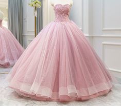 Lace Quinceanera Dresses Strapless Beaded Corset Sweet 15 16 Ball Gown