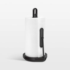 a black and white toilet paper holder