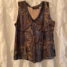 Women’s Top, Size Large, Sleeveless, V-Neck, Zipper Under Arm. Polyester. Brand New, Never Worn. Elegant Blue V-neck Vest, Elegant Blue V-neck Tank Top, Casual Fitted Sleeveless V-neck Top, Chic Blue V-neck Vest, Chic Blue V-neck Camisole, Blue V-neck Vest Top, Casual Blue V-neck Tank Top, New Color, Color Blue