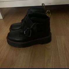 Really Cute Platform Boots I Wore Them To Maybe To Patty’s But I Out Grew Them Quick Cute Platform Boots, Doc Martens, Platform Boots, Shoes Heels Boots, Yellow Black, Black N Yellow, Shoes Women Heels, Heeled Boots, Shoes Heels