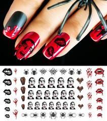 Nails Decals, Halloween Nail Decals, Vampire Nails, Light Colored Nails, Bright Red Nails, Skull Nails, Vampire Halloween, Nail Art Decals, Waterslide Decals