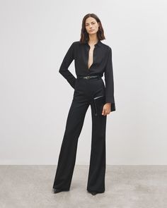 CHRISTOPHE PANT – Nili Lotan Chic Semi-formal Pantsuit With Pressed Crease, Timeless Fall Workwear Pantsuit, Timeless Fall Pantsuit For Work, Fall Straight Leg Pantsuit With Belt Loops, Chic Semi-formal Pantsuit With Structured Boning, Chic Fall Pantsuit With Structured Boning, Chic Pantsuit With Structured Boning For Fall, Semi-formal High-waisted Dress Pants For Fall, Chic Pantsuit With Pressed Crease