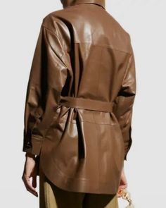 Leather Shacket, Long Leather Coat, Tag Sale, Brands Outlet, Lambskin Leather, Leather Coat, Vest Jacket, Patch Pocket, Women Accessories