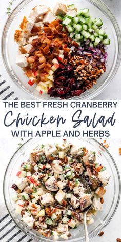 the best fresh cranberry chicken salad with apple and herbs