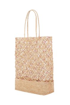 a woven shopping bag on a white background