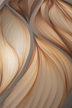 an abstractly designed wallpaper with wavy lines and curves in light brown, beige and white colors