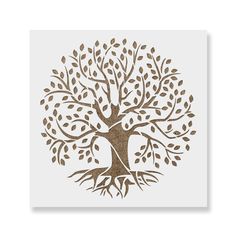 a tree with leaves and roots cut out in the shape of a heart on a white background