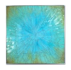 an abstract painting with blue and green colors in the center, on a white background