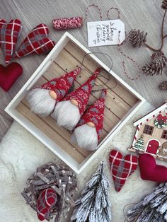 some ornaments are laying out on the floor