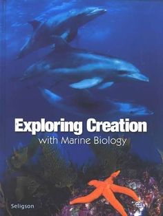 a book cover with dolphins and starfish in the water, on top of corals