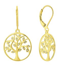 PRICES MAY VARY. 🎄 YL Design - The tree in the mythical story can protect the people or satisfy the wishes of the people 🎄 Material - 925 sterling silver with 18k gold plated, excellent electroplate technique, nickel free, lead free and hypoallergenic 🎄 Size & Stones - Tree of life dangle earrings high: 1.34'' (34mm), set with 32 pieces 1mm round-brilliant-cut 5A cubic zirconia 🎁 Perfect Gift - Come with gift box; great gift for Christmas, Valentine's Day, Mother's Day, Thanksgiving Day, bir Symbolic Gold Jewelry With Tree Of Life, 14k Gold Tree Of Life Jewelry Gift, 14k Yellow Gold Tree Of Life Jewelry, Elegant Yellow Gold Tree Of Life Jewelry, Sterling Silver Tree Of Life Jewelry, Yellow Gold Tree Of Life Pendant Jewelry, Silver Tree, Earring Tree, Leverback Earrings