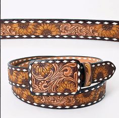 Sunny Belt-Belts-Branded Envy Tooled Leather Belts Cheetah, Hand Tooled Leather Necklace, Punk Accessories, Belt Men, Hand Painted Leather, Leather Belts Men, Studded Belt, Hand Tooled Leather, Western Belts