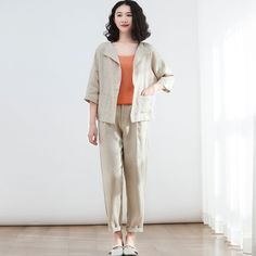 "★★ Welcome to my Ylistyle shop！！！ This is the comfy and casual 'every wear' linen jacket what you want, 100% linen fabric, nature linen color, suit for work, home and vacation occasion. All our orders are tailor-made for you. specially made for you. I design new styles every week, please collect my store. I believe that you will meet your favorite styles. ★★FEATURES * 100% Linen * no liner * No closure * Batwing sleeve * two side pockets * Perfect for spring, summer and autumn * Dry clean ★★ Th Casual Linen Spring Cardigan, Casual Linen Cardigan For Spring, Casual Linen Blazer With Lapel Collar, Beige Linen Casual Cardigan, Casual Beige Linen Cardigan, Casual Beige Blazer For Spring, Spring Casual Beige Blazer, Solid Linen Outerwear With Relaxed Fit, Solid Linen Relaxed Fit Outerwear