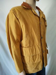 "Vintage 1950's-1960's hunting heavy duty canvas jacket for men's by Black Sheep size Large. Very well conditions, 3 front pockets, interior pockets,talon zip, corduroy collar. Pouched hem that zips on interior and can be let down. Please, check carefully the measurements, photos and description of the article before buying it, we do not accept changes or returns. Measuraments lying face down from outside: 24\" Across chest underarm to underarm. 20\" Shoulder seam to seam.. 22\" Sleeve length fr Mountain Jacket, Canvas Jacket, Let Down, Suede Leather Boots, Favorite Boots, Large Man, Black Sheep, Face Down, Gray Suede