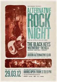 a concert poster for alternative rock night with the black keys, voldemoter and the kills