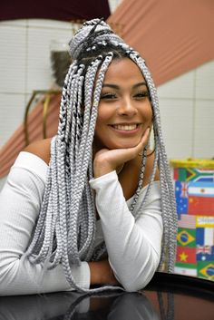 white braids styles White Braids Hairstyles, White Braids, Colored Box Braids, Afro Braids, Box Braids Hairstyles For Black Women, Braids Hairstyles Pictures, Twist Hair